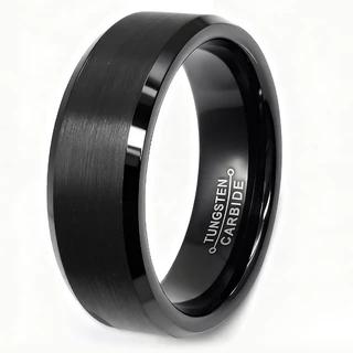 טבעת לגבר טונגסטן שחורה דגם R1050