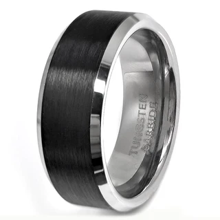 טבעת לגבר טונגסטן שחור מטאלי דגם R1051