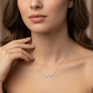 שרשרת מלאך מכסף משובץ