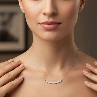 שרשרת פלטה מכסף משובץ