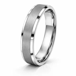 טבעת לגבר טונגסטן כסופה דגם R1060