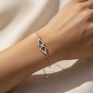 צמיד מלאך מכסף משובץ