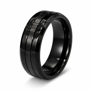 טבעת טונגסטן שחורה דגם R1068